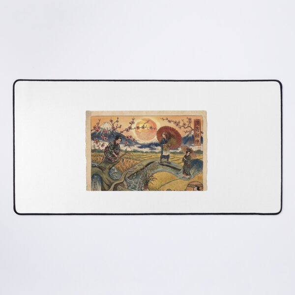 Item preview, Vintage Japanese Rice Harvest Art - Mount Fuji Landscape designed and sold by chunzartshop.