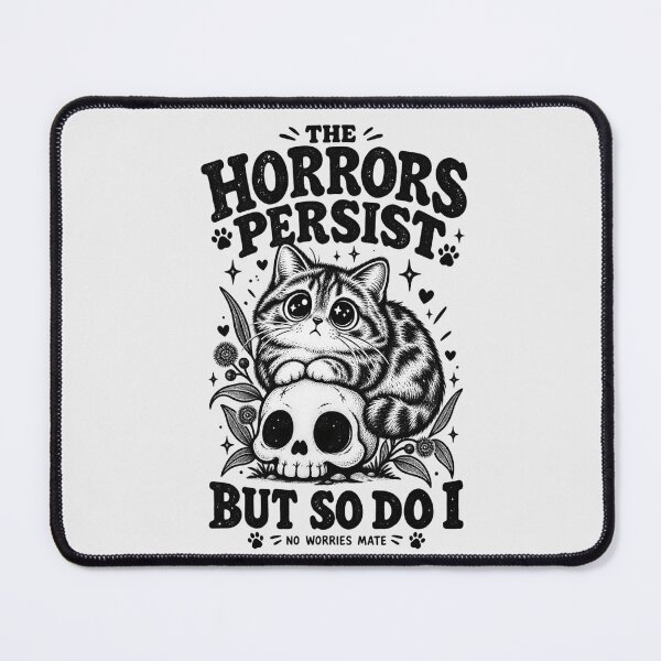 Item preview, The Horrors Persist But So Do I Funny Cat Skull Gothic Cute Design designed and sold by Yellowriversss.