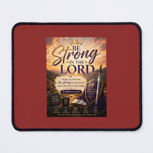 Item preview, Be Strong in the Lord – Ephesians 6:10 KJV | Christian Faith Art designed and sold by Crowned Canvas Studio ⭐ .