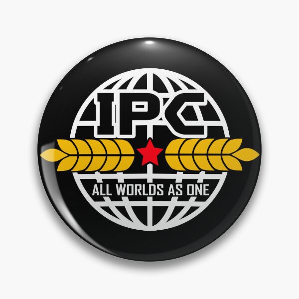 Item preview, IPC "All Worlds As One" logo (white, red & gold) designed and sold by M.F. Alfrey Merch.