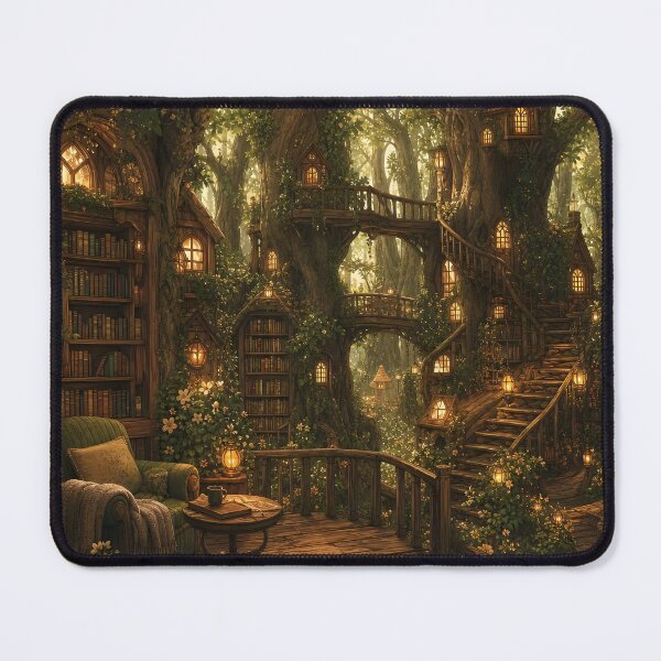Item preview, Enchanted Forest Library Cottagecore Art designed and sold by Glitchart66.
