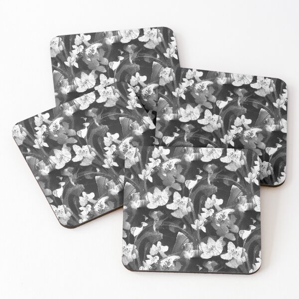 Item preview, Painterly Floral Pattern in Black and White designed and sold by Artistestella.
