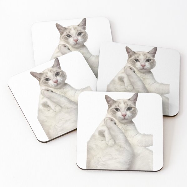 Item preview, Cute White Cat Cleaning Leg Funny Pet Lover designed and sold by PetalsPaws.