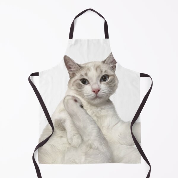 Item preview, Cute White Cat Cleaning Leg Funny Pet Lover designed and sold by PetalsPaws.