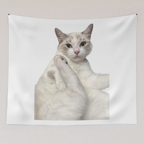 Item preview, Cute White Cat Cleaning Leg Funny Pet Lover designed and sold by PetalsPaws.