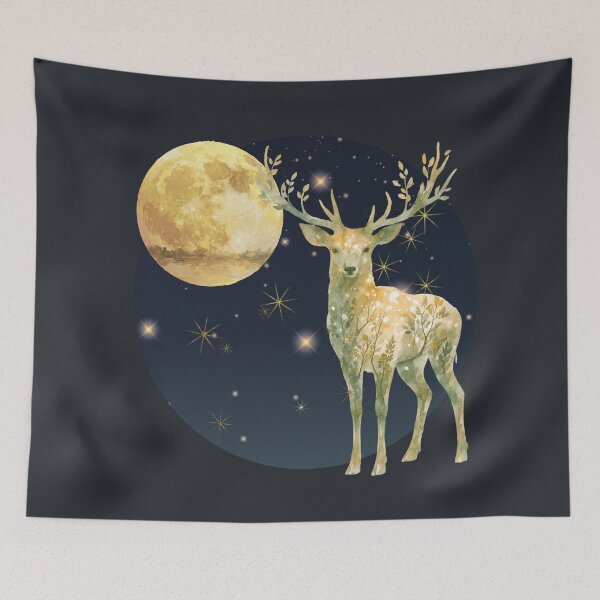 Item preview, Celestial deer under moon & stars designed and sold by 247DesignStudio.