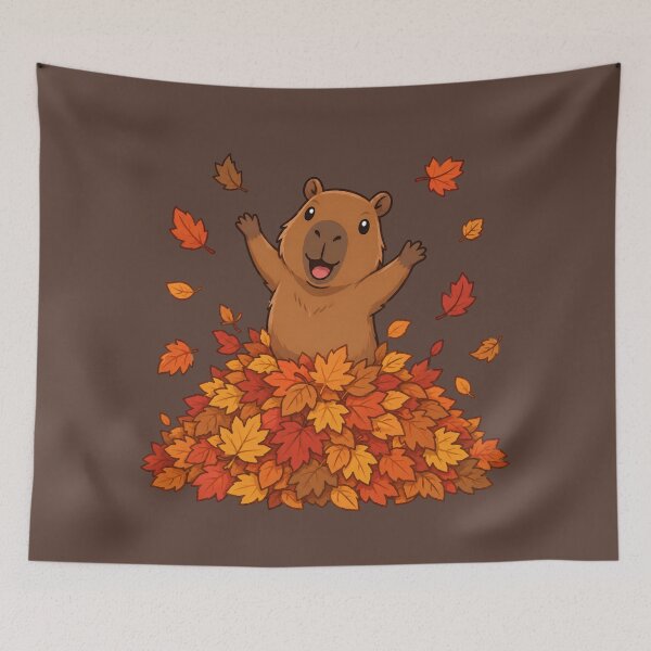 Item preview, Autumn Capybara in a Leaf Pile designed and sold by Ivy-Triggs.