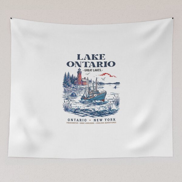 Item preview, Vintage Lake Ontario New York Blue & Red designed and sold by kareydiwanpro.