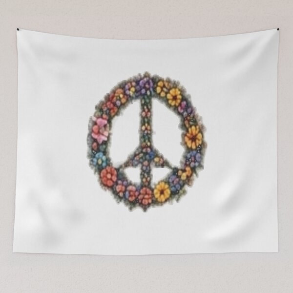 Item preview, Floral Peace Sign Vintage Art - Colorful Hippie Flower Power Sketch designed and sold by FABIOLA1970.
