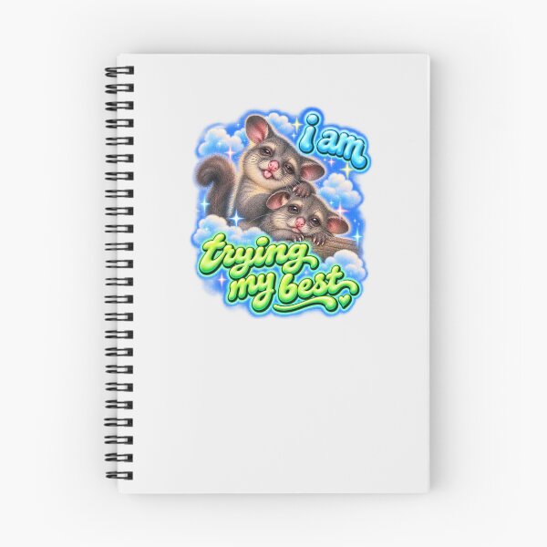 Item preview, I Am Trying My Best Cute Possum Australian Brushtail Possum Funny Mental Health Y2K Bubble Text Kawaii Possum Lover designed and sold by Yellowriversss.
