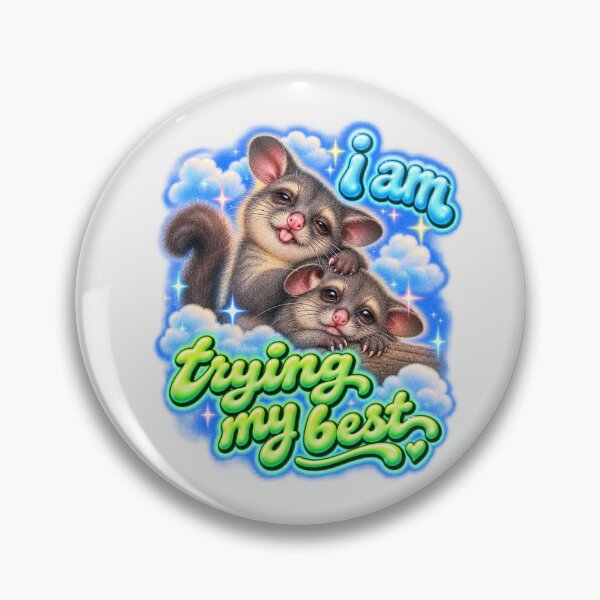 Item preview, I Am Trying My Best Cute Possum Australian Brushtail Possum Funny Mental Health Y2K Bubble Text Kawaii Possum Lover designed and sold by Yellowriversss.