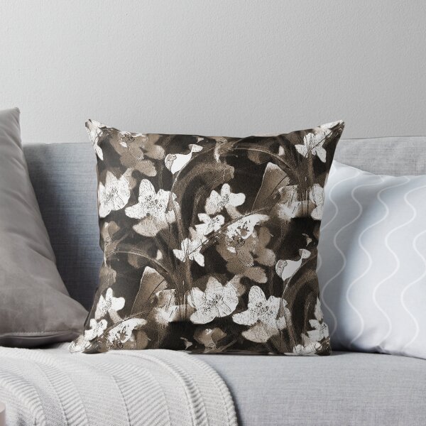 Item preview, Painterly Floral Pattern in Brown and White designed and sold by Artistestella.