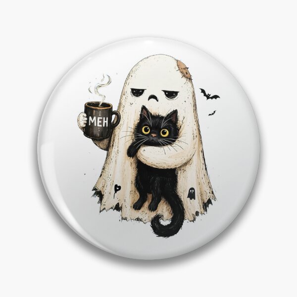Item preview, Halloween Ghost Holding Black Cat Funny designed and sold by ellapaintcoast.
