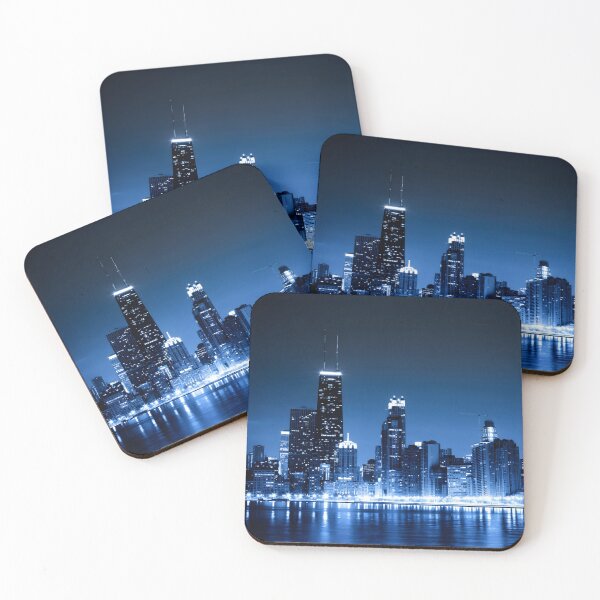 Item preview, Chicago Skyline at Night – Blue City Lights designed and sold by DigiDesigns702.