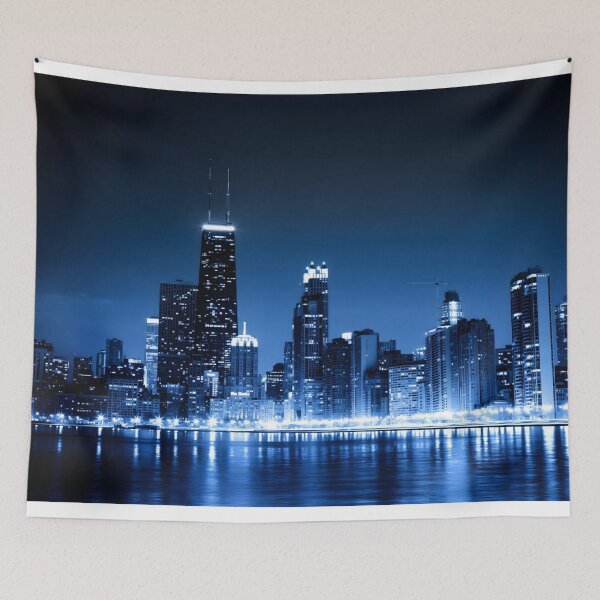 Item preview, Chicago Skyline at Night – Blue City Lights designed and sold by DigiDesigns702.
