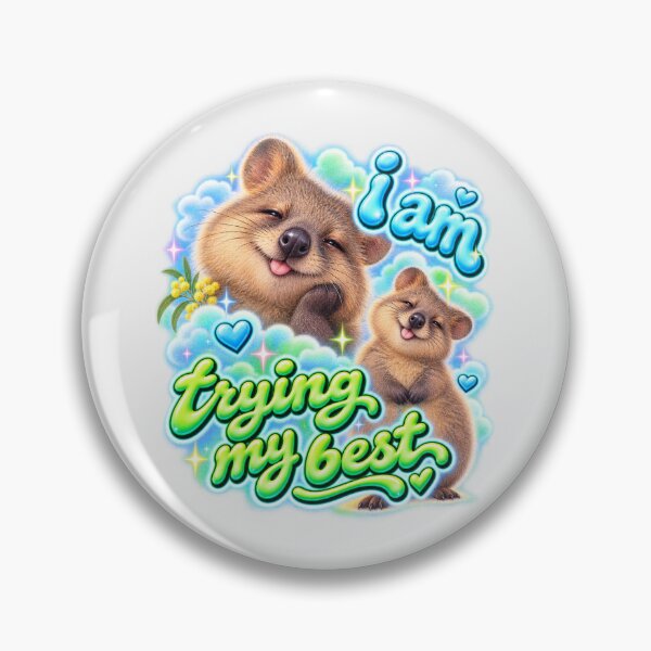 Item preview, I Am Trying My Best Cute Quokka Australian Happiest Animal Funny Mental Health Y2K Bubble Text Wattle Flower designed and sold by Yellowriversss.