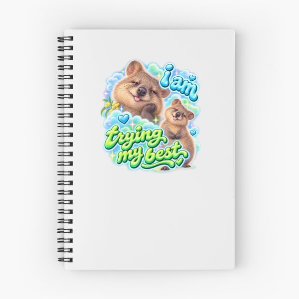 Item preview, I Am Trying My Best Cute Quokka Australian Happiest Animal Funny Mental Health Y2K Bubble Text Wattle Flower designed and sold by Yellowriversss.
