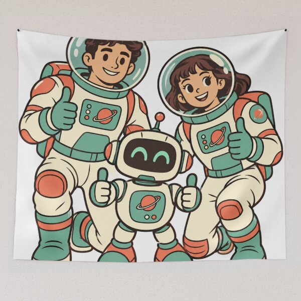Item preview, Retro Space Explorers and Friendly Robot designed and sold by Master4art.
