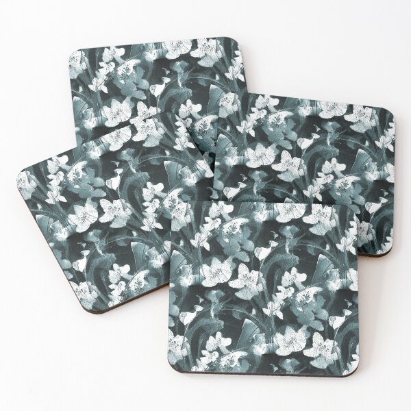 Item preview, Painterly Floral Pattern in Teal and White designed and sold by Artistestella.