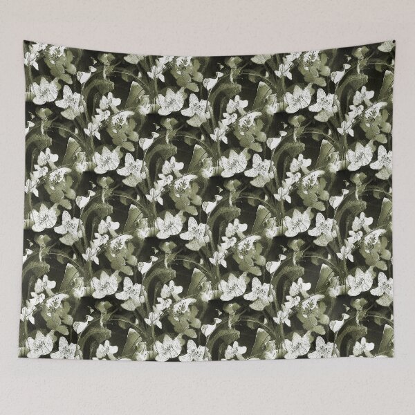 Item preview, Painterly Floral Pattern in Green and White designed and sold by Artistestella.