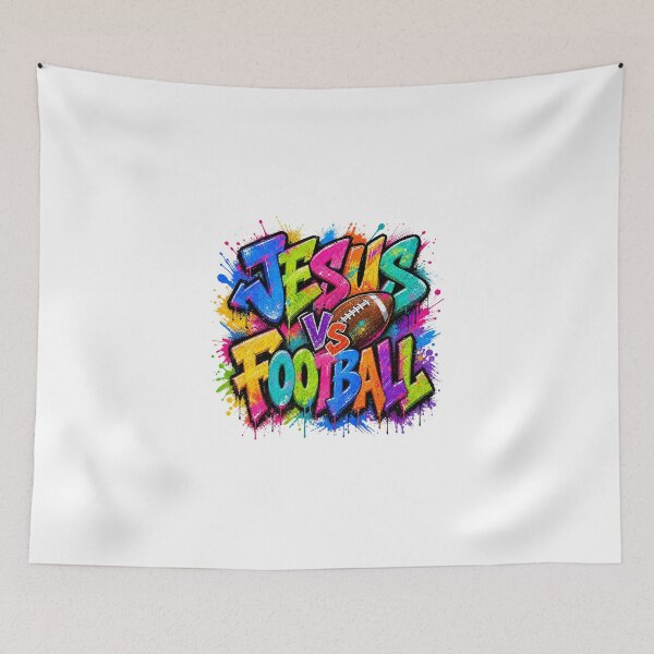 Item preview, Jesus Vs Football Colorful Graffiti Paint Splatter Graphic designed and sold by Derekquie.