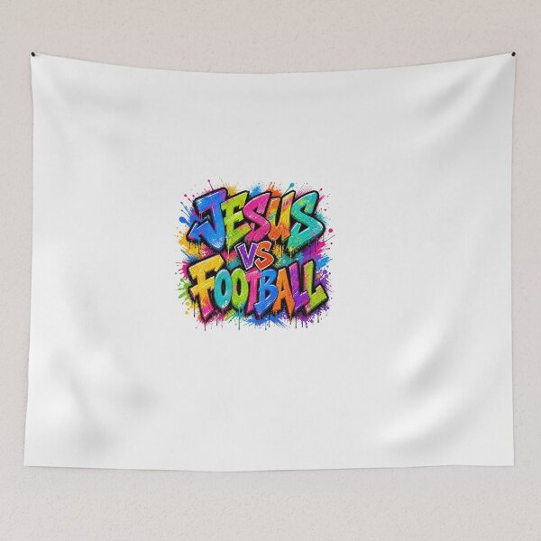 Item preview, Jesus VS Football Colorful Graffiti Splatter Paint Design designed and sold by Derekquie.