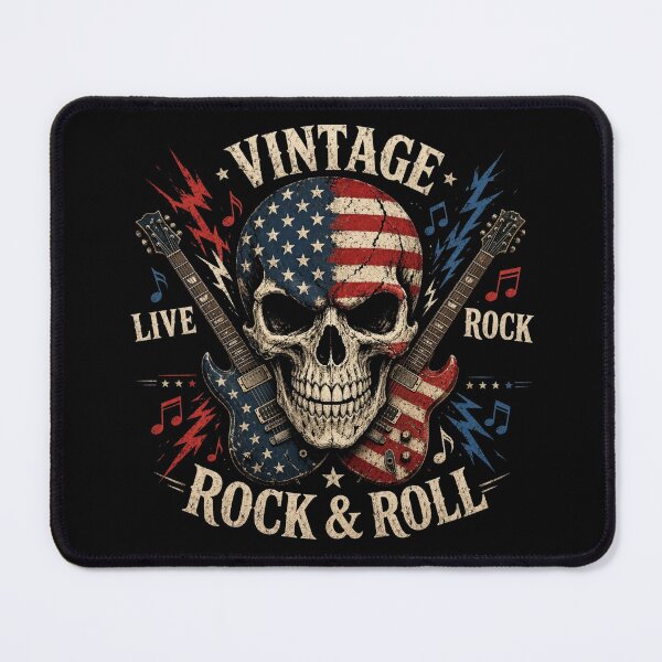 Item preview, Vintage Rock Skull American Flag Guitar Retro Rock and Roll designed and sold by CF_VintageDesign.