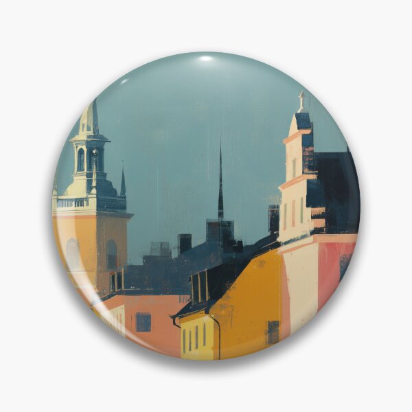 Item preview, Stockholm Old Town, Colorful Pastel Decore Harbor, Coastal Pastel Decor designed and sold by MarkedArtPrints.