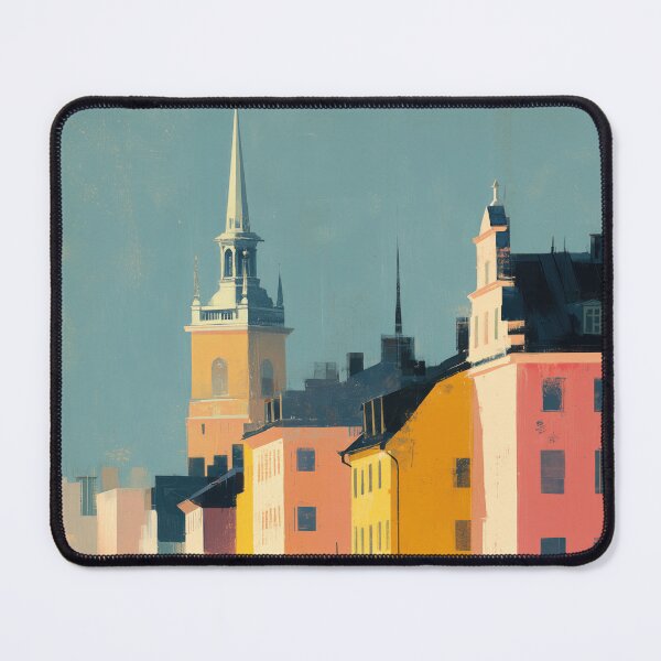 Item preview, Stockholm Old Town, Colorful Pastel Decore Harbor, Coastal Pastel Decor designed and sold by MarkedArtPrints.