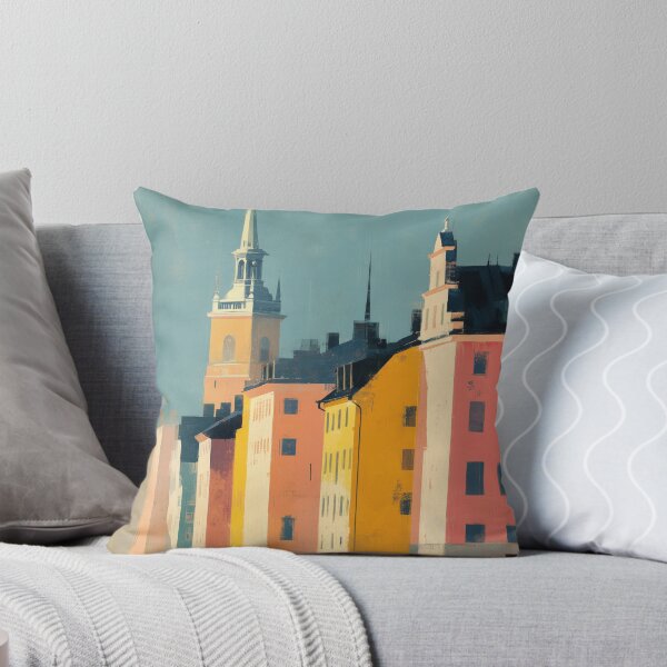 Item preview, Stockholm Old Town, Colorful Pastel Decore Harbor, Coastal Pastel Decor designed and sold by MarkedArtPrints.