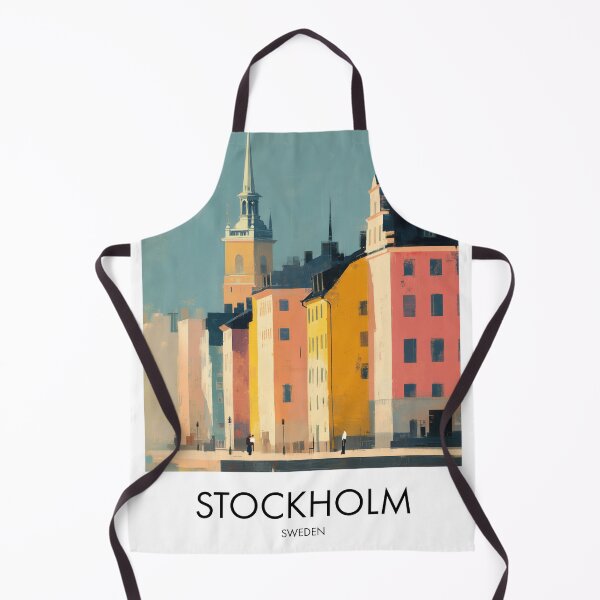 Item preview, Stockholm Old Town, Colorful Pastel Decore Harbor, Coastal Pastel Decor designed and sold by MarkedArtPrints.