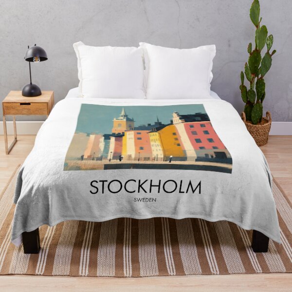 Item preview, Stockholm Old Town, Colorful Pastel Decore Harbor, Coastal Pastel Decor designed and sold by MarkedArtPrints.