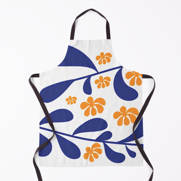 Item preview, Retro 70s Orange Daisy & Cobalt Blue Leaf Floral Seamless Pattern designed and sold by LuxocaDesigns24.