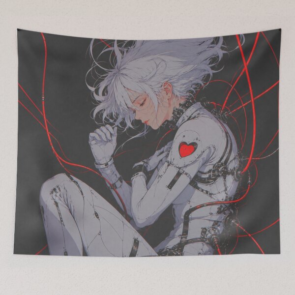 Item preview, Cyberpunk Android Girl Red Wire Sci Fi Anime Art designed and sold by Gingergarlic.