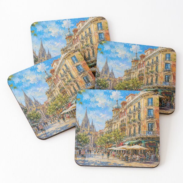 Item preview, Barcelona, Spain – a painting of a summer day in this beautiful European city designed and sold by GalleryKauffeld.