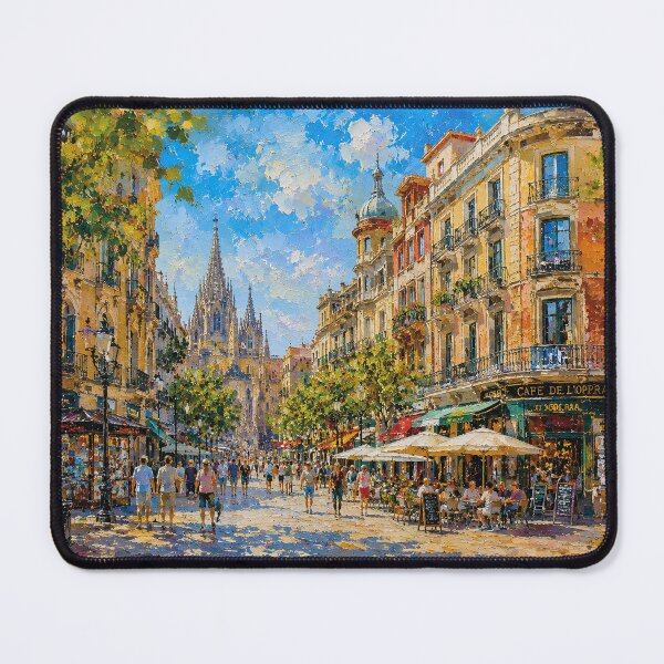 Item preview, Barcelona, Spain – a painting of a summer day in this beautiful European city designed and sold by GalleryKauffeld.