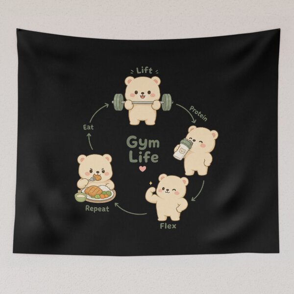 Item preview, Gym Life Loop Cycle Shirt | Cute Character Design designed and sold by MOCH- ART.