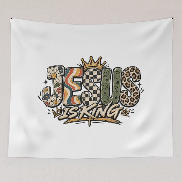 Item preview, Jesus Is King Retro Groovy Eclectic Patterns Graphic designed and sold by Derekquie.