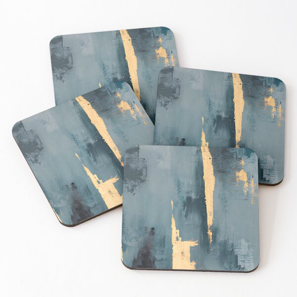 Item preview, Modern Blue & Gold Foil Abstract Oil Painting Canvas Art designed and sold by LuxocaDesigns24.
