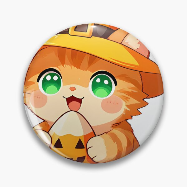 Item preview, Cute Tabby Kitten Candy Corn Witch Hat Icon designed and sold by pumsquare.