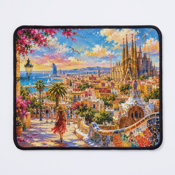 Item preview, Barcelona, Spain – a painting of a summer day in this beautiful European city designed and sold by GalleryKauffeld.