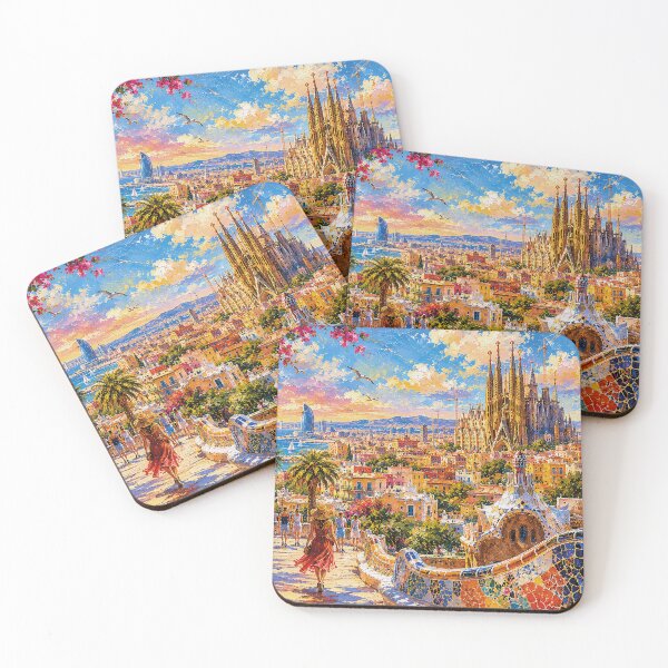 Item preview, Barcelona, Spain – a painting of a summer day in this beautiful European city designed and sold by GalleryKauffeld.