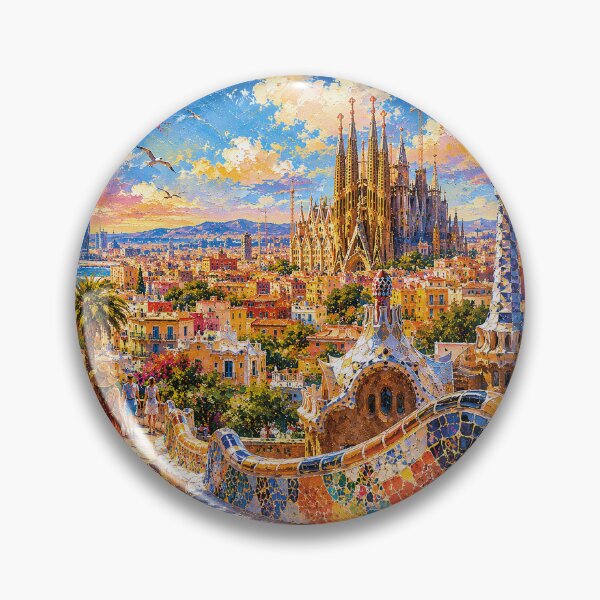 Item preview, Barcelona, Spain – a painting of a summer day in this beautiful European city designed and sold by GalleryKauffeld.