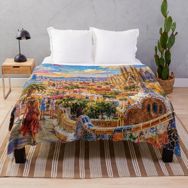 Item preview, Barcelona, Spain – a painting of a summer day in this beautiful European city designed and sold by GalleryKauffeld.