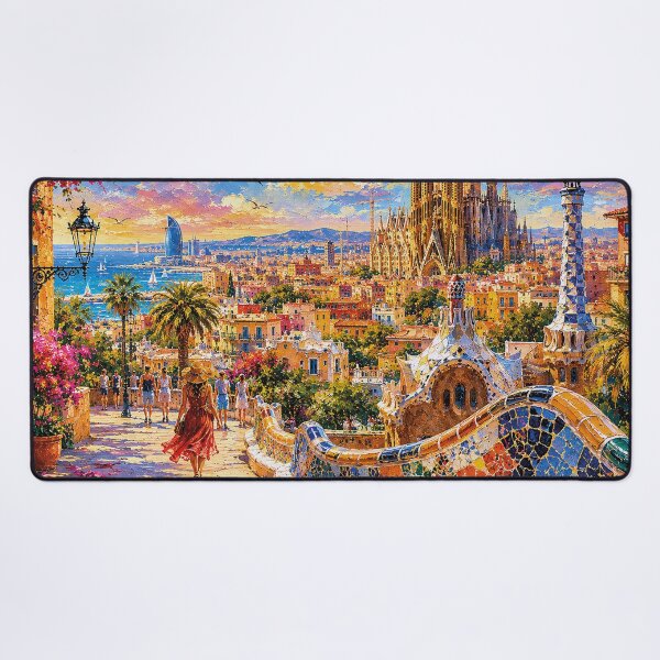 Item preview, Barcelona, Spain – a painting of a summer day in this beautiful European city designed and sold by GalleryKauffeld.