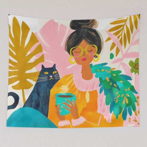 Item preview, Cozy Cat And Coffee designed and sold by artsandsoul.