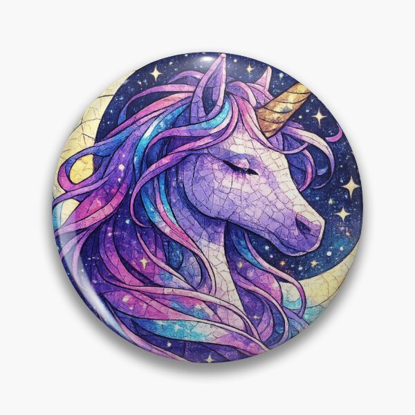 Item preview, Celestial Unicorn with Crescent Moon – Stained Glass Cosmic Fantasy Art designed and sold by From Cyryl with Love.