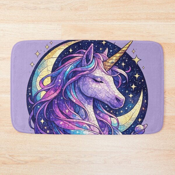 Item preview, Celestial Unicorn with Crescent Moon – Stained Glass Cosmic Fantasy Art designed and sold by From Cyryl with Love.