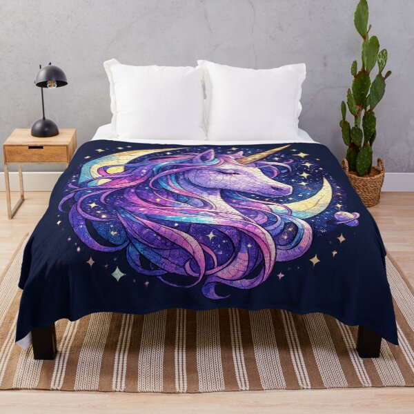 Item preview, Celestial Unicorn with Crescent Moon – Stained Glass Cosmic Fantasy Art designed and sold by From Cyryl with Love.