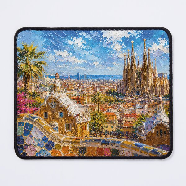 Item preview, Barcelona, Spain – a painting of a summer day in this beautiful European city designed and sold by GalleryKauffeld.